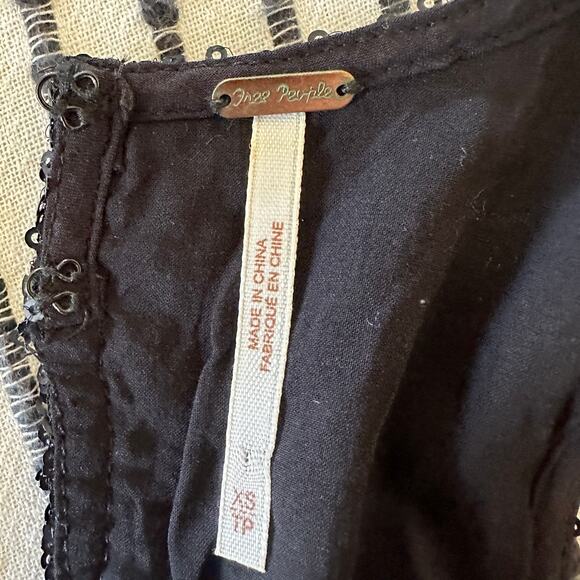 FREE PEOPLE Liquid Shine Black Sequin High Neck Cocktail mini dress Extra Small - Picture 8 of 8